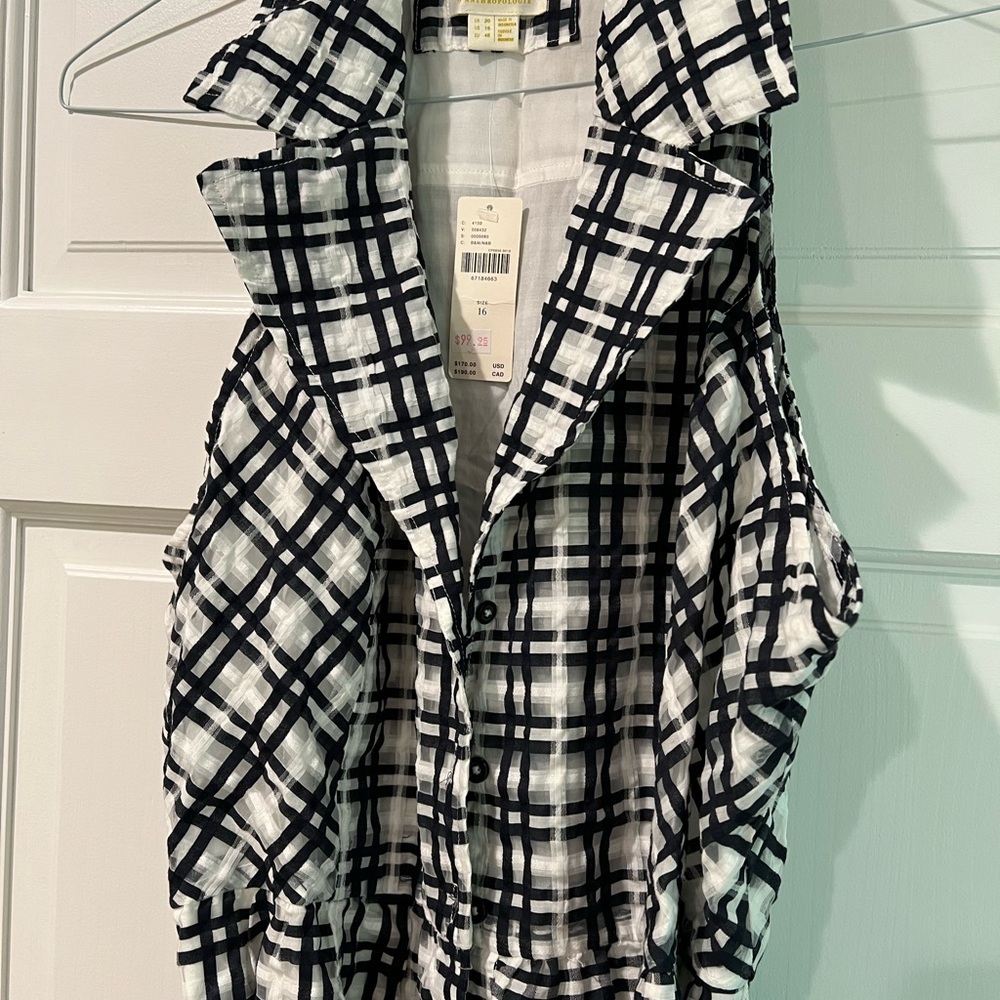Anthropologie Vintage Black and White Plaid Sleeveless Dress size 16 - Picture 8 of 8